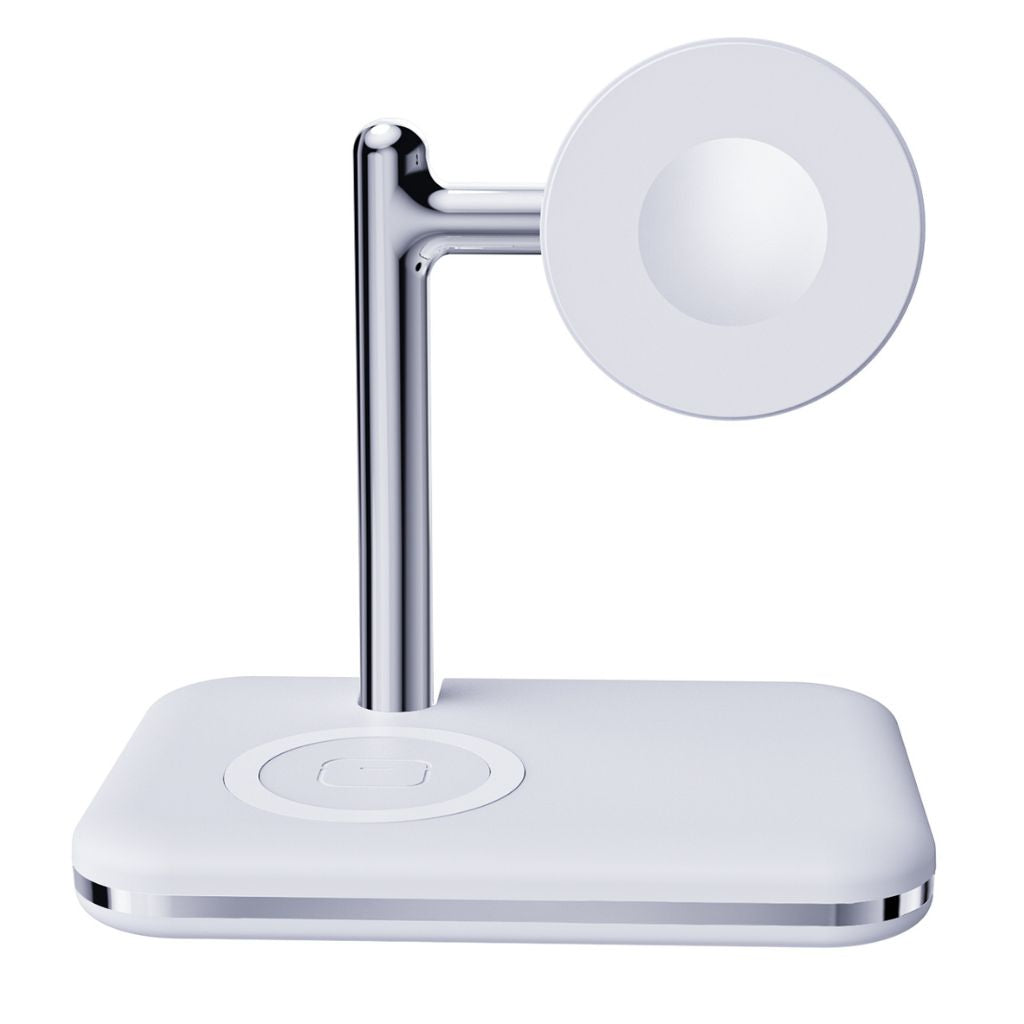2-in-1 wireless charger for Apple Watch and AirPods, fast charging station, compact and portable, foldable design, adjustable angles, compatible with Apple Watch Ultra, Series 8, 7, 6, 5, 4, 3, 2, SE, and AirPods Pro, Pro 2, 3, 2, Type-C input, overcharge protection, for desk and travel use.
