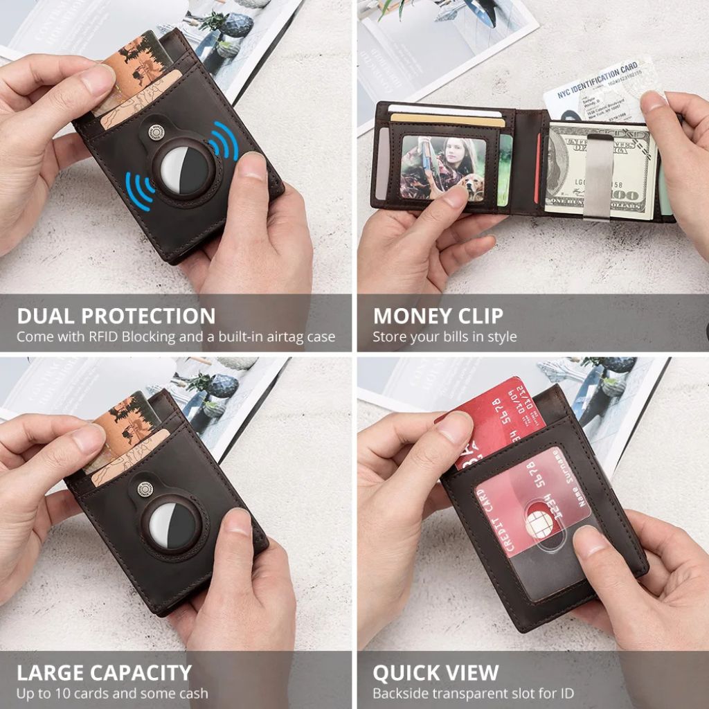 AirTag Leather Flip Wallet