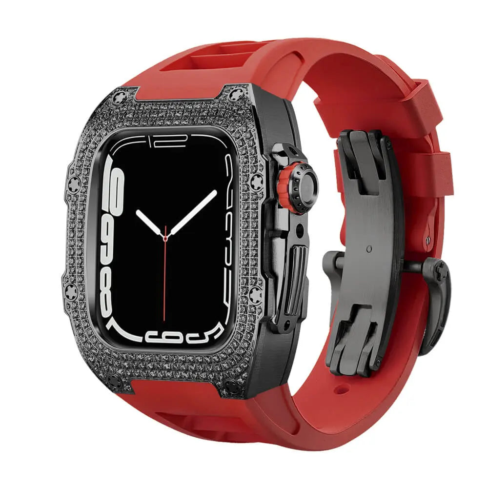 Titanium Adorned Case & Silicone Band for Apple Watch
